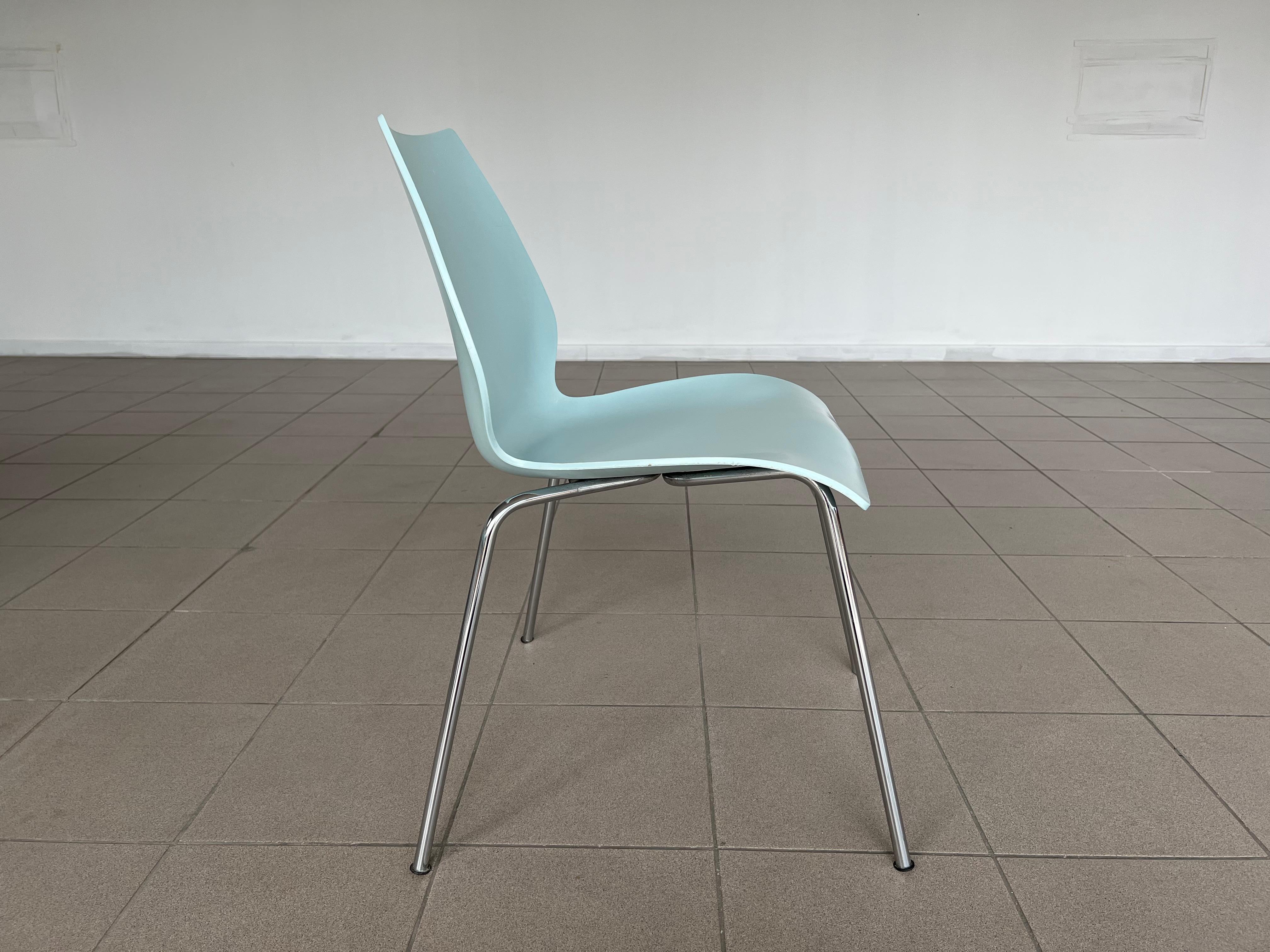 Italian Maui Pale Blue Side Chairs Vico Magistretti for Kartell - Set of 12 For Sale 2