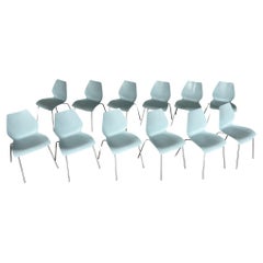 Vintage Italian Maui Pale Blue Side Chairs Vico Magistretti for Kartell - Set of 12