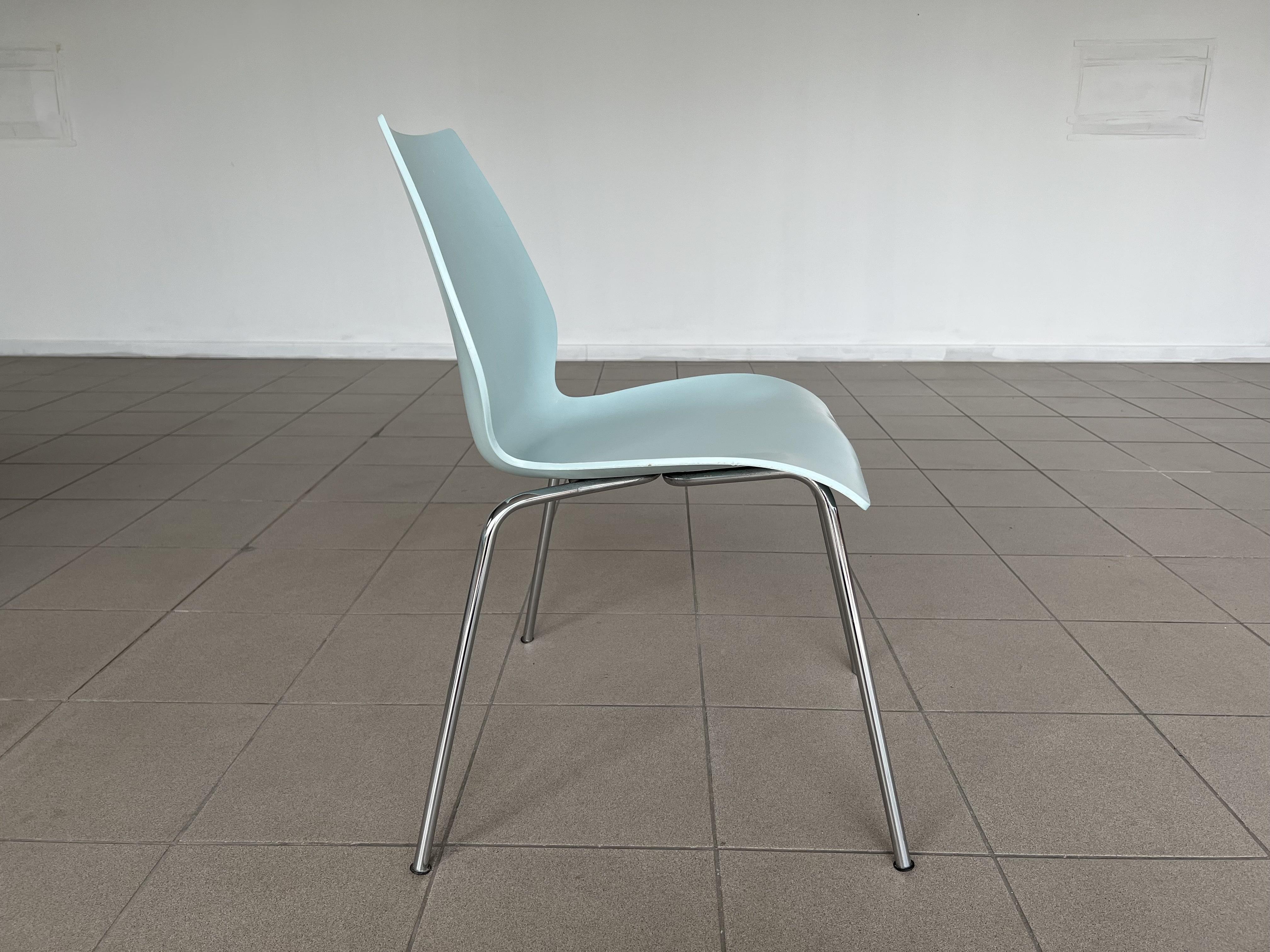 Italian Maui Pale Blue Side Dining Chair Vico Magistretti for Kartell - Set of 6 For Sale 2