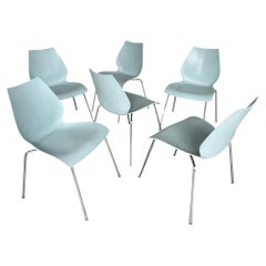 Italian Maui Pale Blue Side Dining Chair Vico Magistretti for Kartell - Set of 6