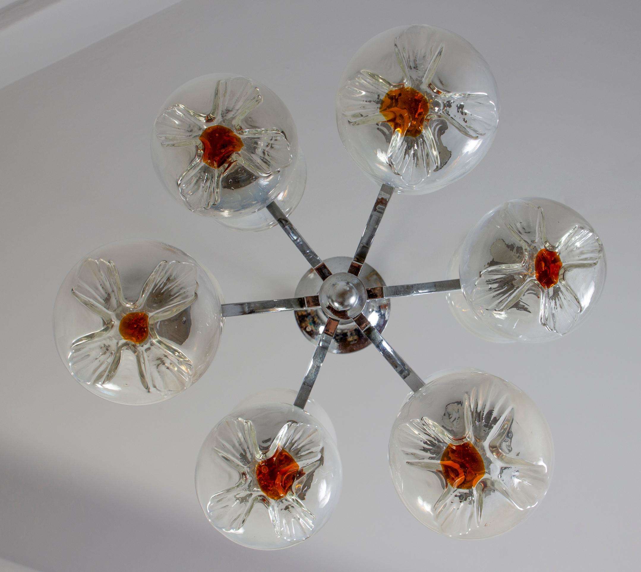 Italian Mazzega Design Carlo Nason Snowball Murano Chandelier, 1960 For Sale 3