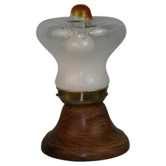 Italian Mazzega Glass Lamp Teak Base 1960's