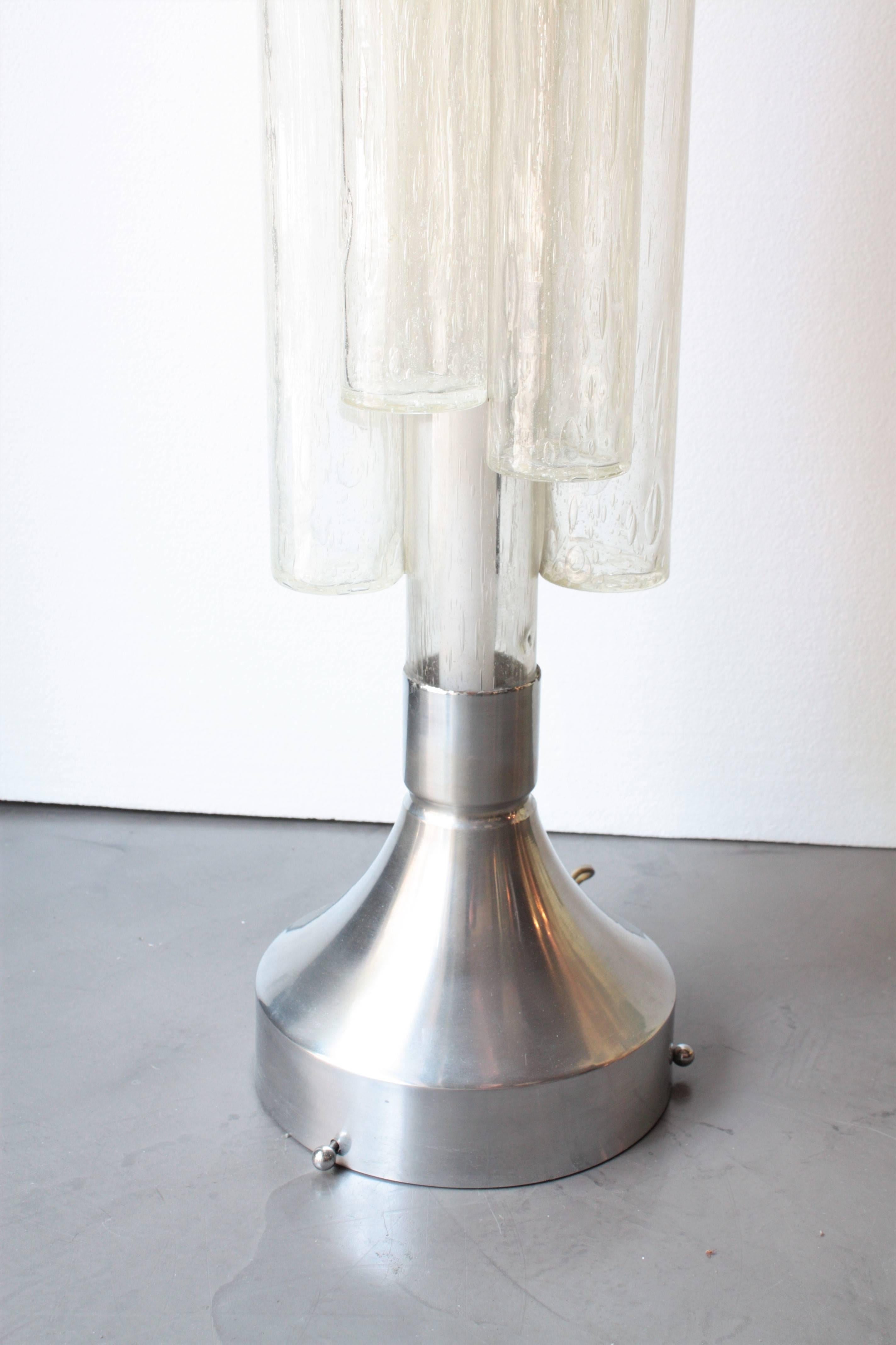 Steel Carlo Nason Mazzega Rocket Shaped Murano Glass Floor Lamp, Italy 1960s For Sale