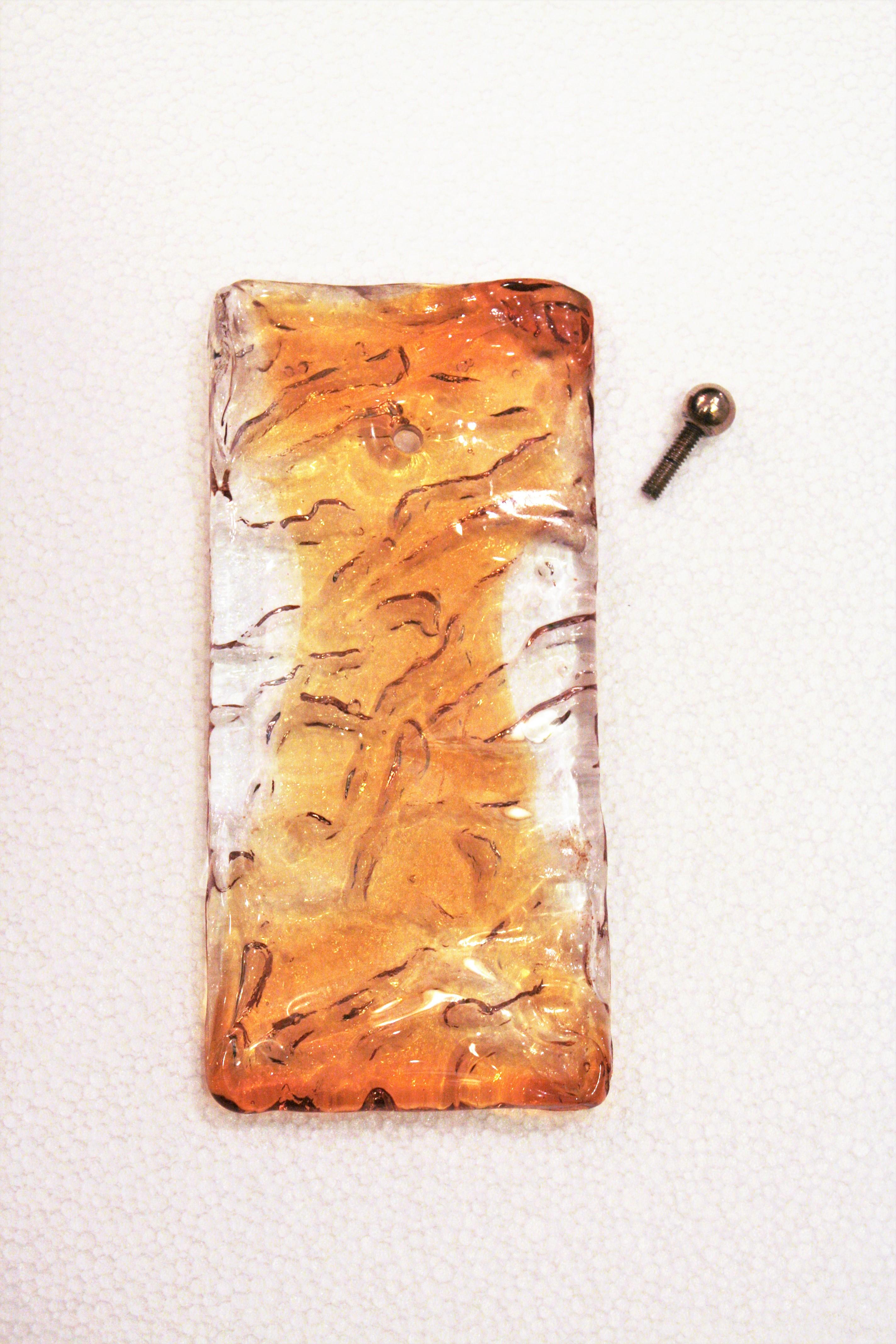Lustre italien de Murano de Mazzega en verre ambré et transparent en vente 1
