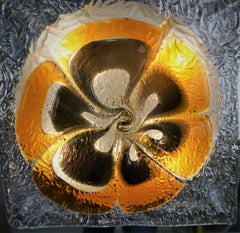 Italian Mazzega Murano Glass Flush Mount Chandelier, 4 in Stock