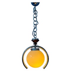 Italian Mazzega Murano Glass Pendant and  Chrome Frame