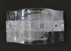 Mazzega Wall Sonces of Italian Cast Murano Glass In Clear and White Enamel Back