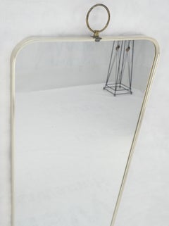 italian MCM c1970s Aluminum 15x51" Rounded Corners Frame Wall Mirror MINT