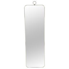 italian MCM c1970s Aluminum 15x51" Rounded Corners Frame Wall Mirror MINT