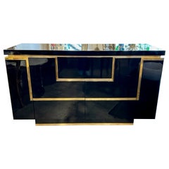 Credenza italiana MCM Design Piano Black Inlay
