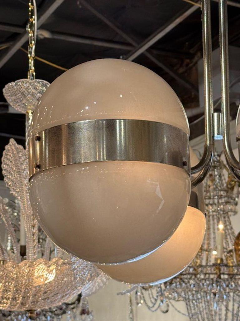 Italian MCM Globe Chandelier In Good Condition For Sale In Dallas, TX
