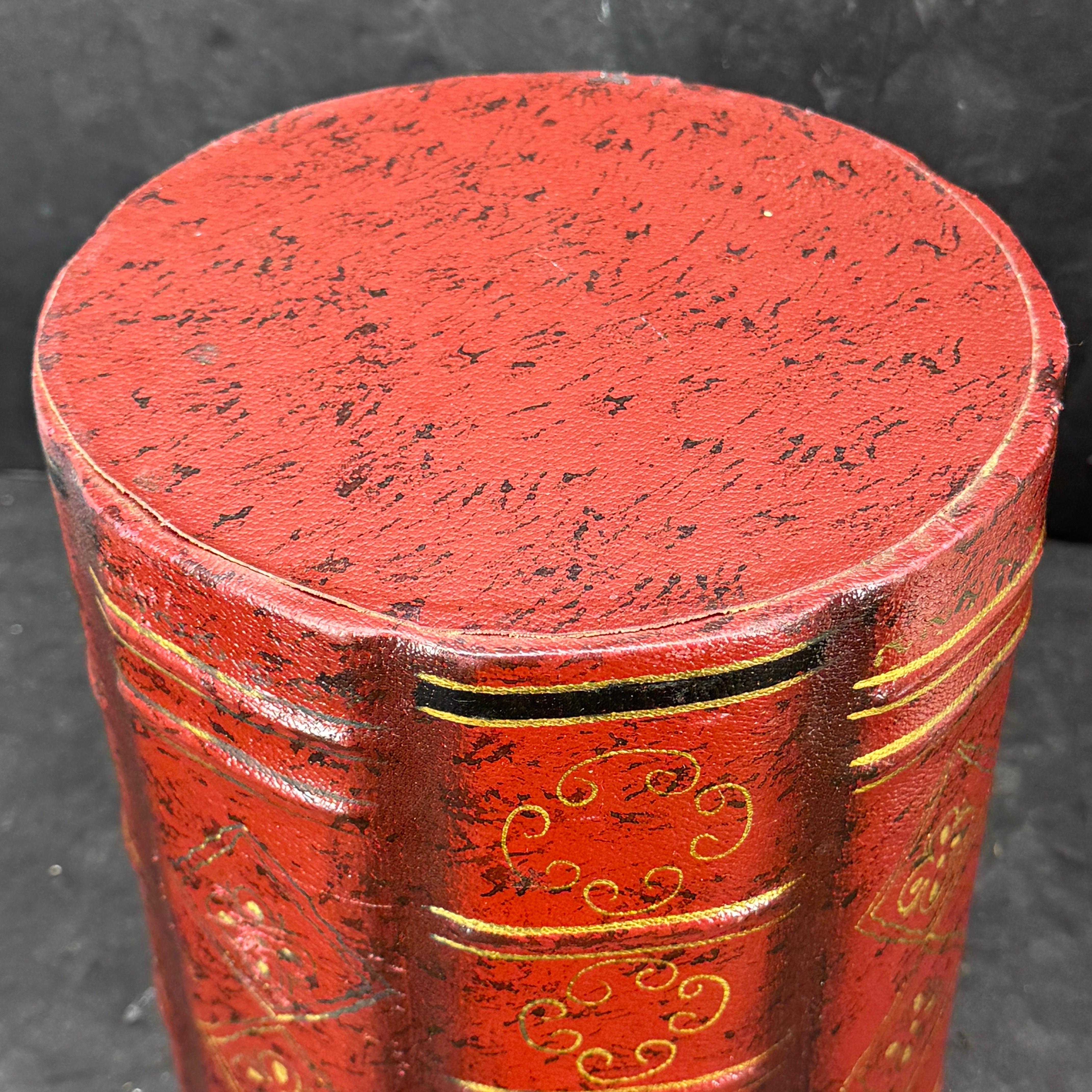 Corbeille à papier poubelle italienne MCM en cuir Wood Library en vente 1