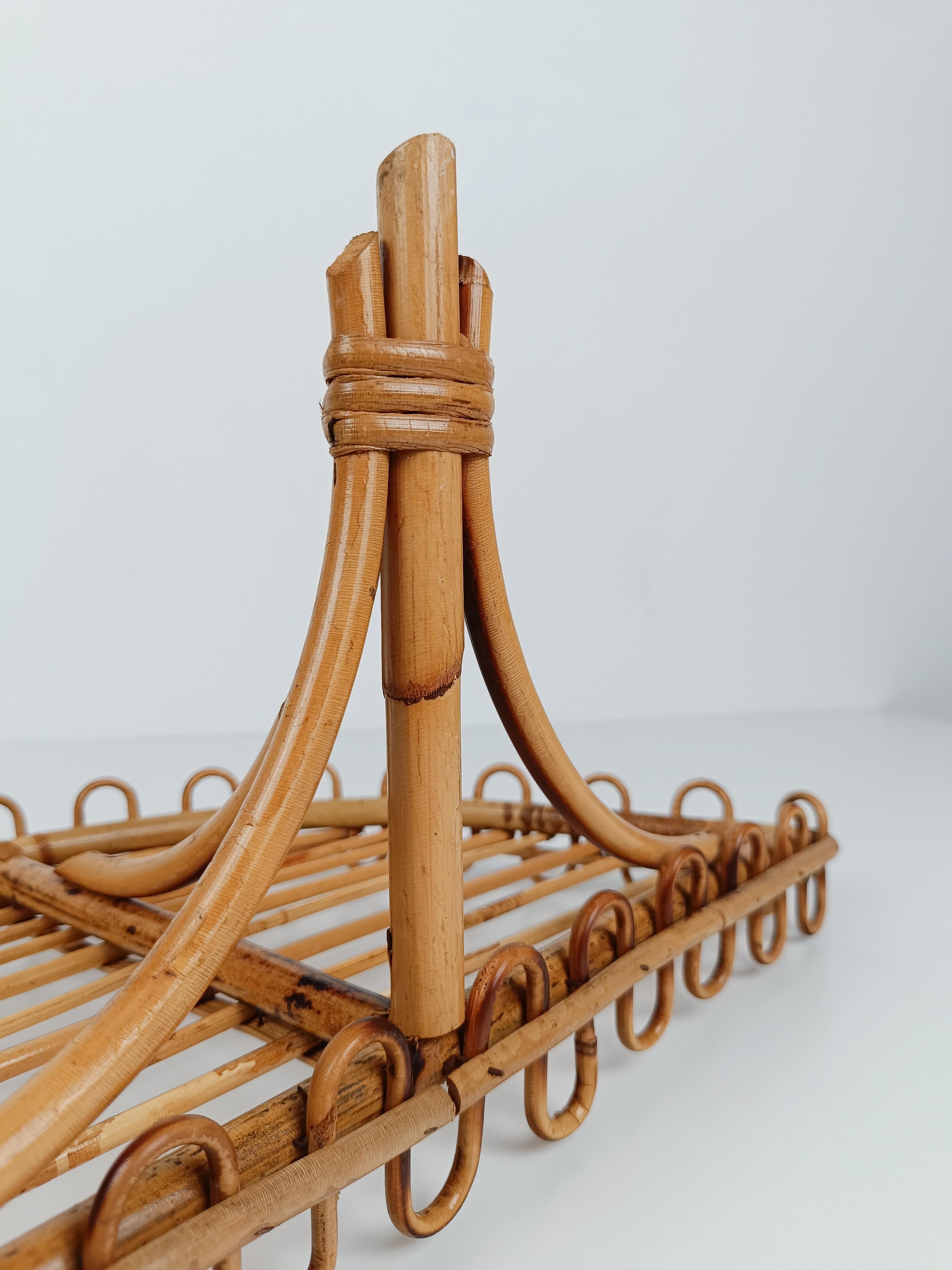 Italian Md 20th Century Wall Shelf / Console Table in Bamboo Rattan, I960s 5