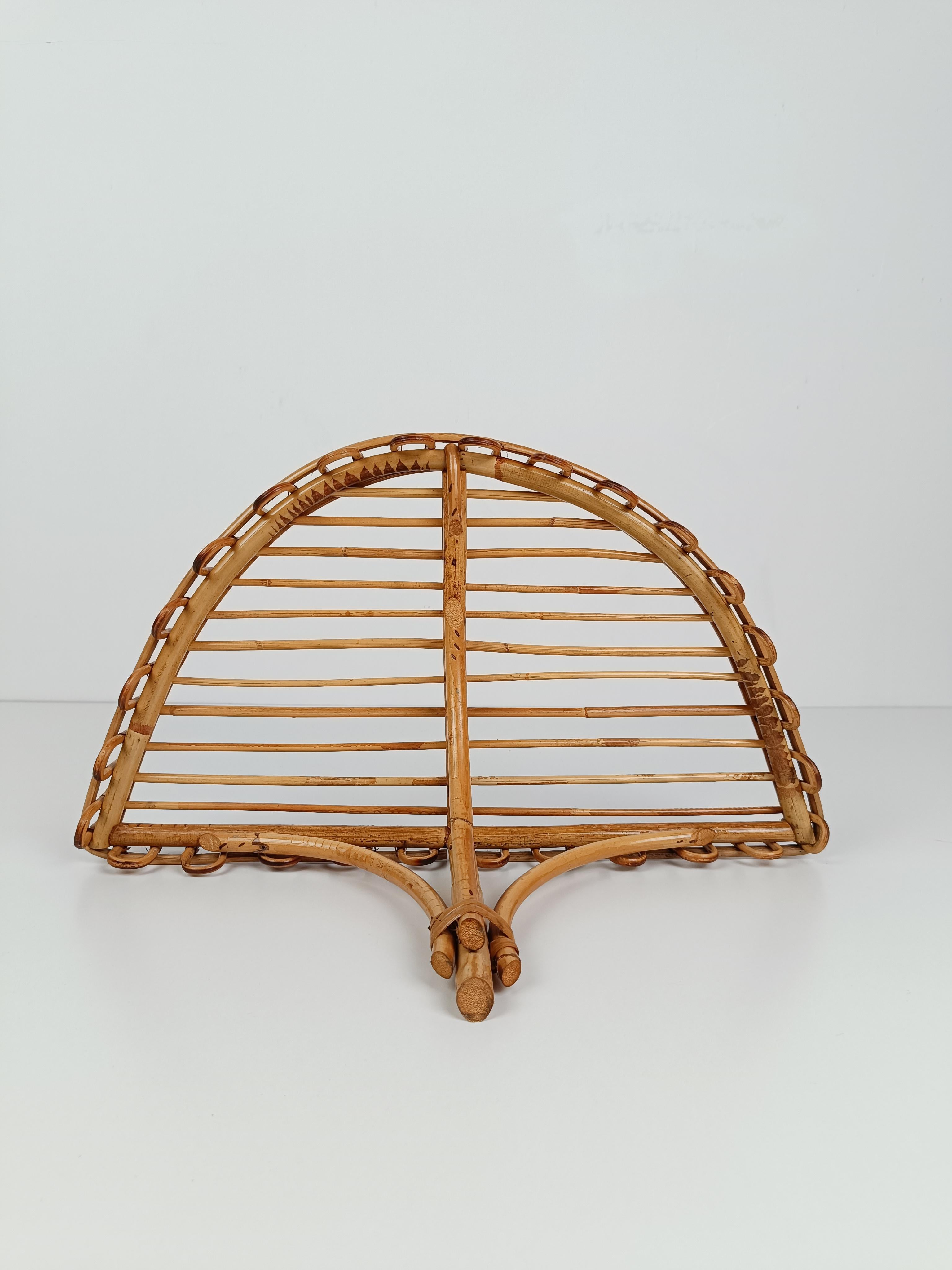 Italian Md 20th Century Wall Shelf / Console Table in Bamboo Rattan, I960s 10