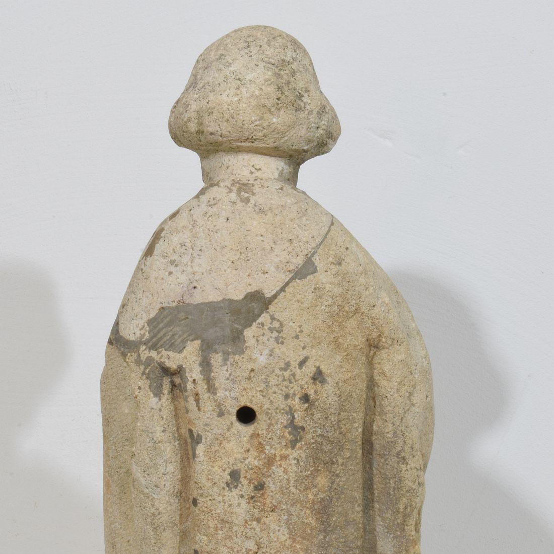 Italian Medieval Gothic Carved Stone Saint Statue For Sale 5