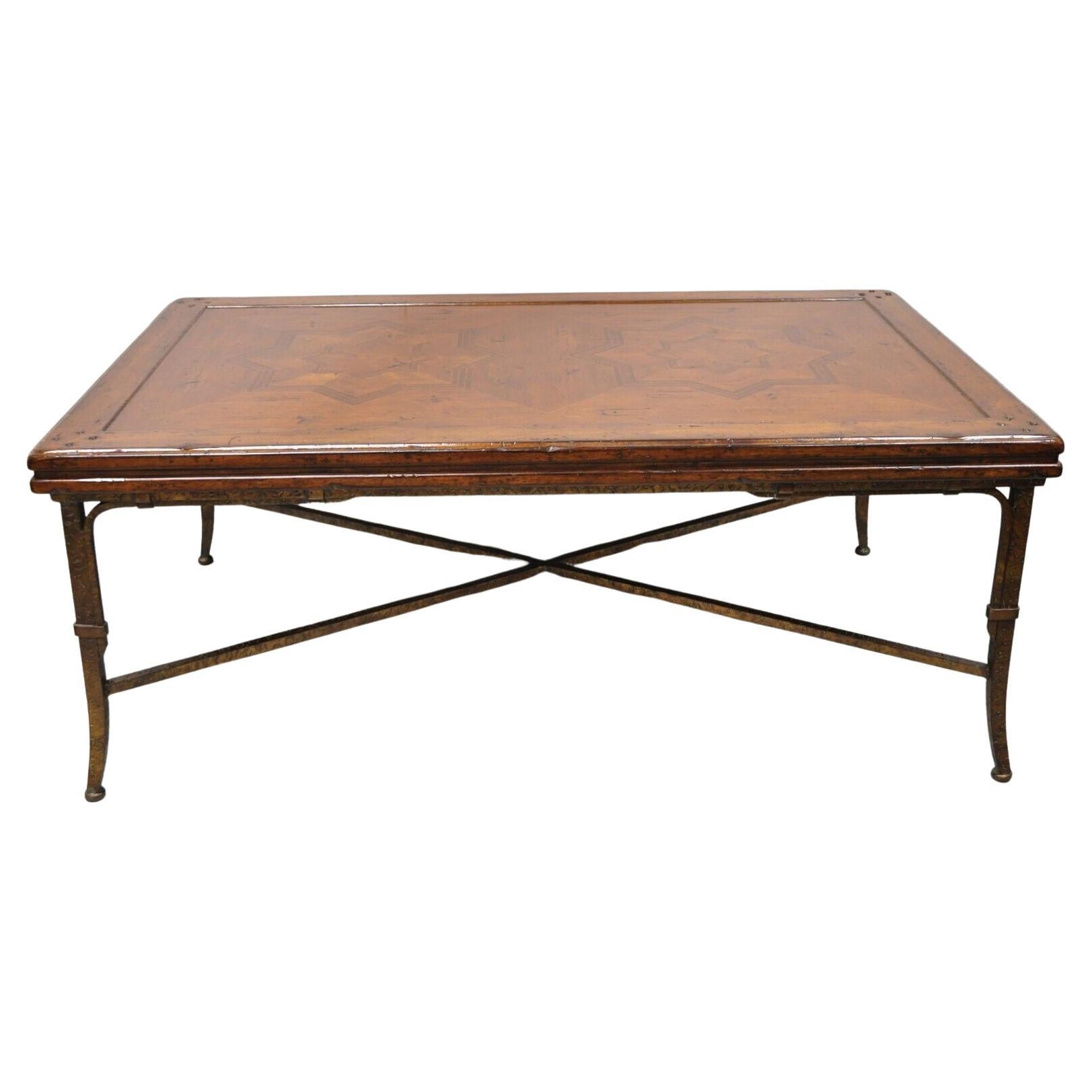 Italian Mediterranean Style Marquetry Inlay Maitland Smith Style Coffee Table For Sale