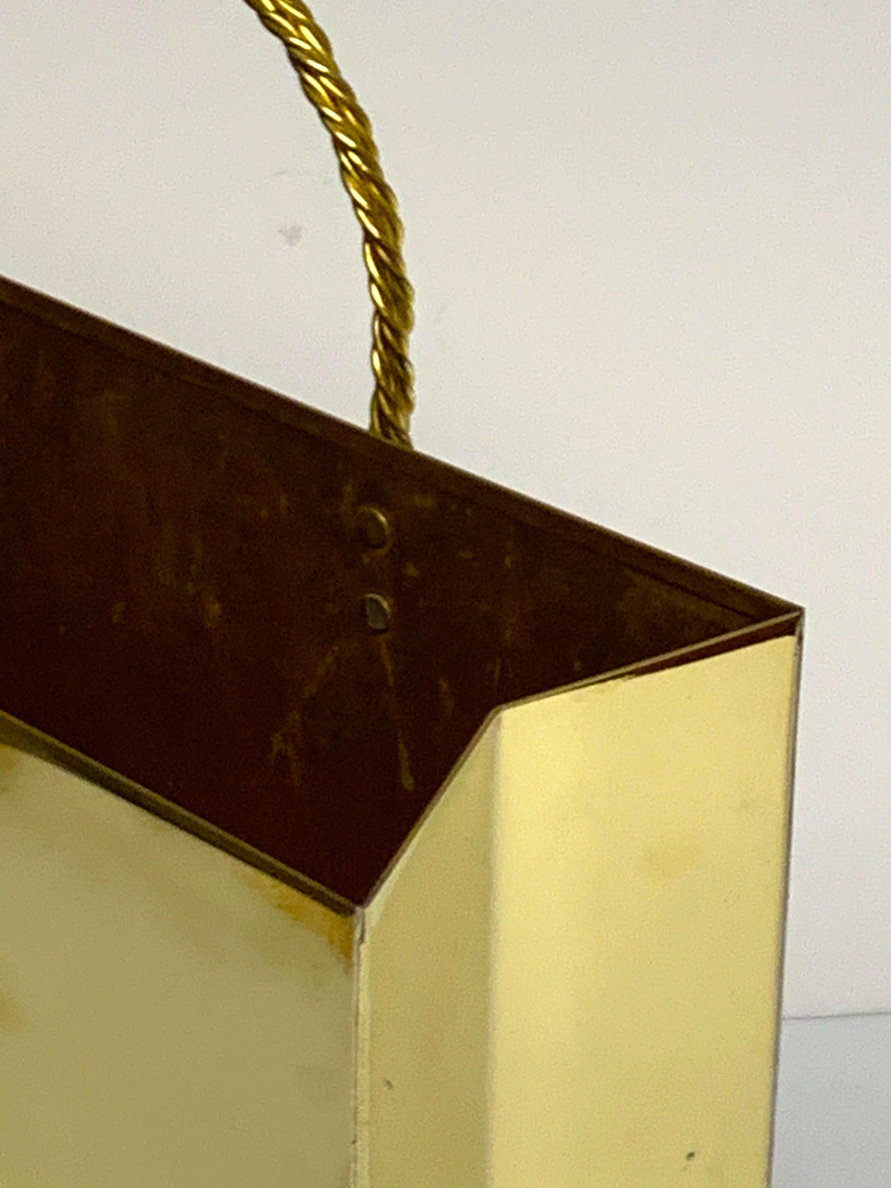 Mid-20th Century Italian Medium Brass Shopping Bag in the Manner of Gio Ponti, Restored