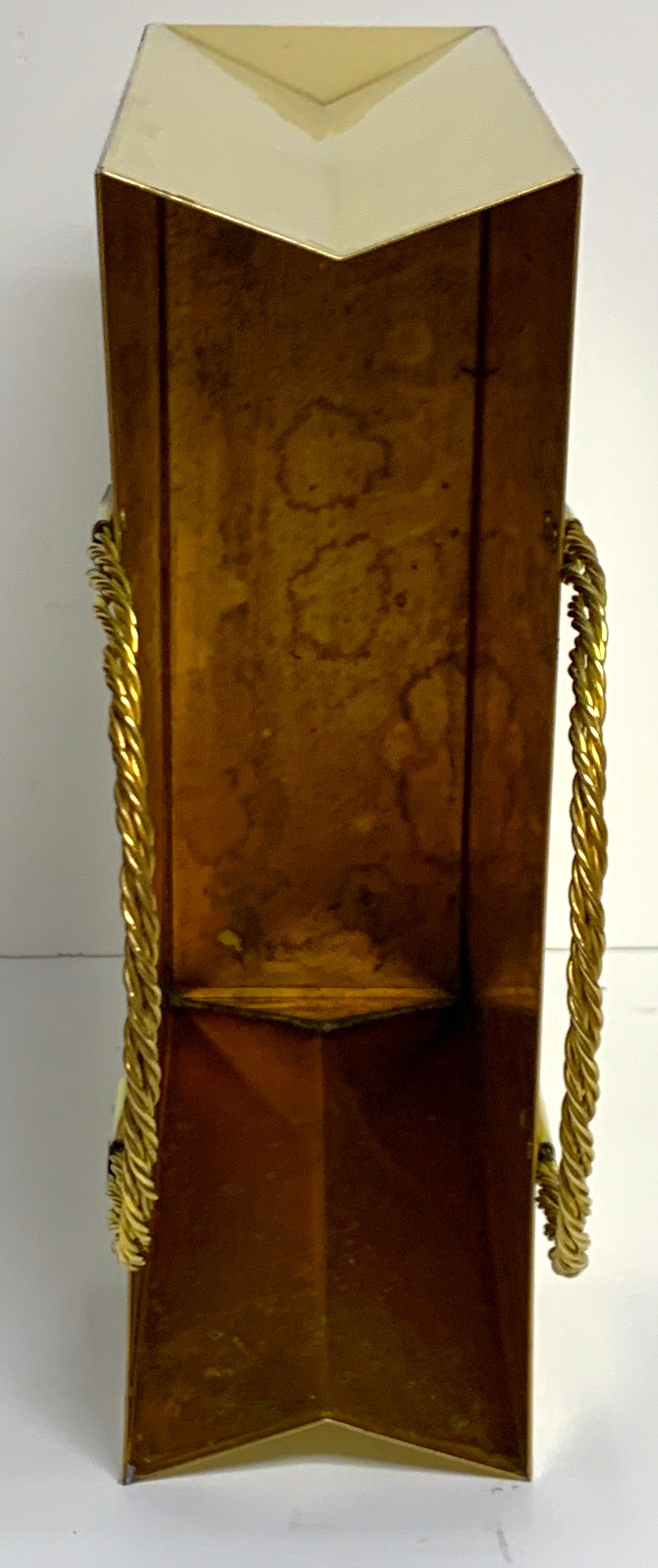 Italian Medium Brass Shopping Bag in the Manner of Gio Ponti, Restored 1
