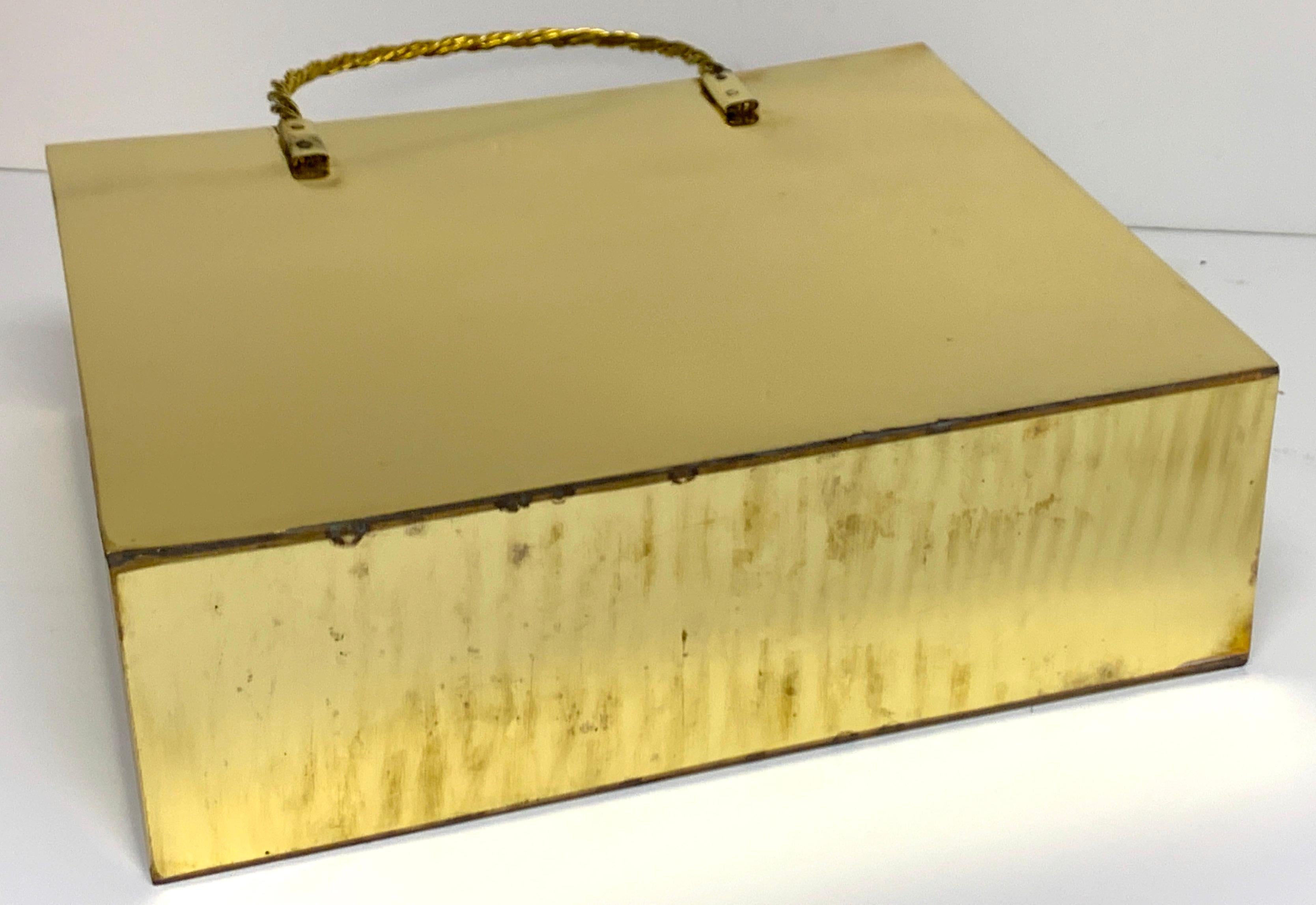 Italian Medium Brass Shopping Bag in the Manner of Gio Ponti, Restored 2