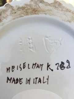 Italian Meiselman Porcelain Pair of Lovebird White Doves in Nest Lidded Basket