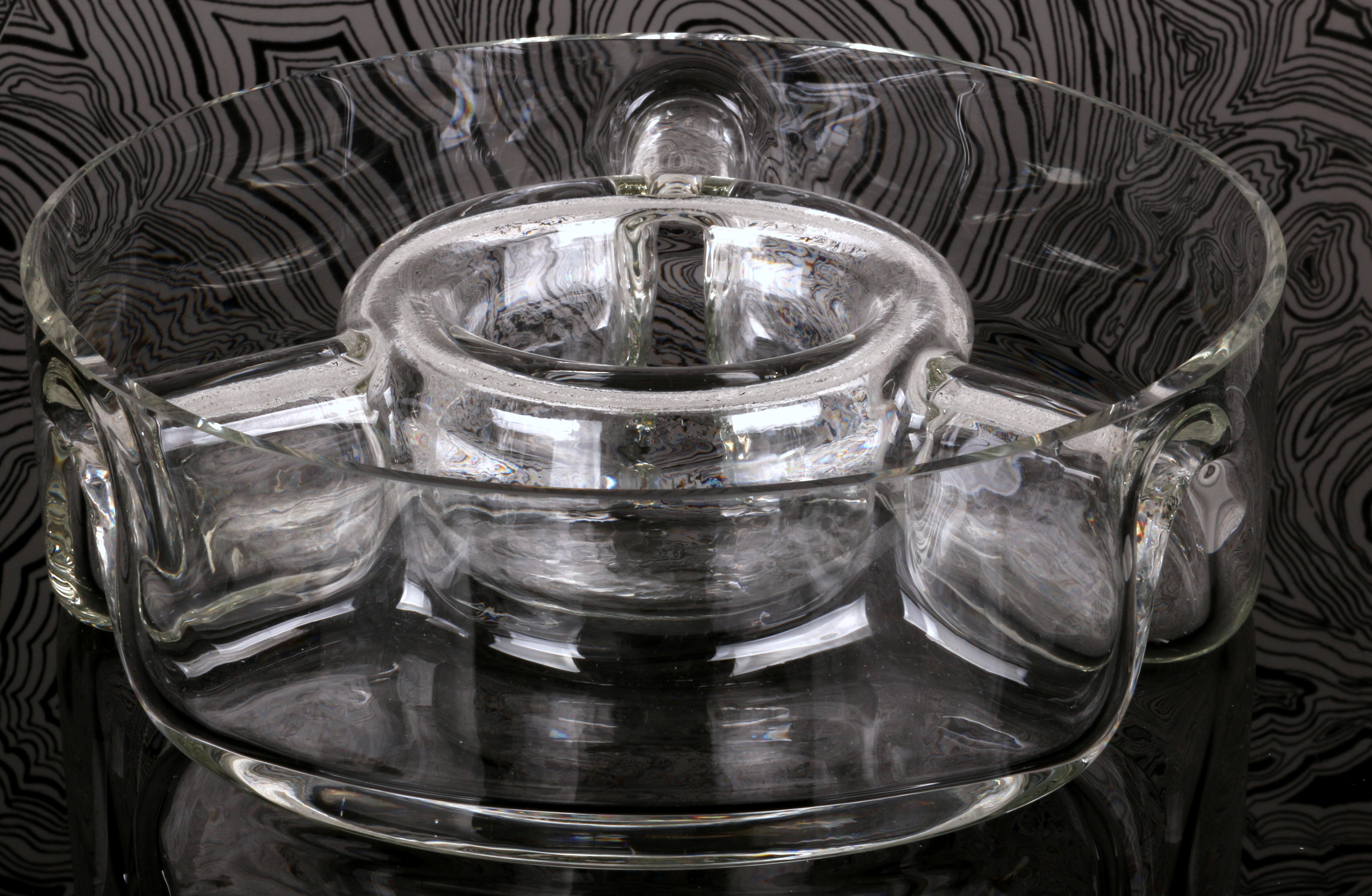 Space Age Vassoio / ciotola per offerte - Vetro di Murano trasparente - di Toni Zuccheri in vendita