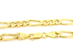 Italian Men's 10k Yellow Gold 21.5" Figaro Link Chain Necklace w/ Lobster Claw