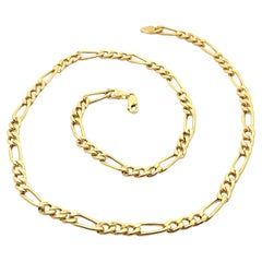 Italian Men
s 10k Yellow Gold 21.5" Figaro Link Chain Necklace w/ Lobster Claw