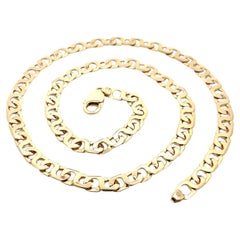 Italian Men's 14k Yellow Gold 24" Long Unique Interlocking Link Chain Necklace