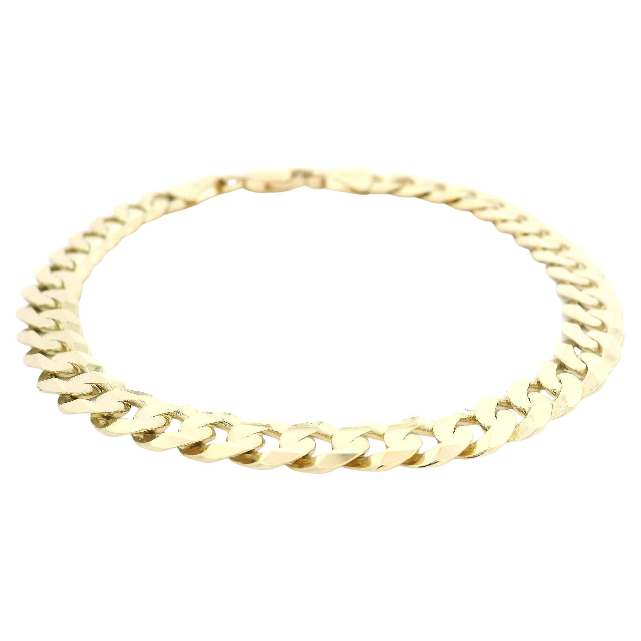 Italian Men's 14k Yellow Gold Curb Cuban Link Bracelet w/ Lobster Claw Clasp