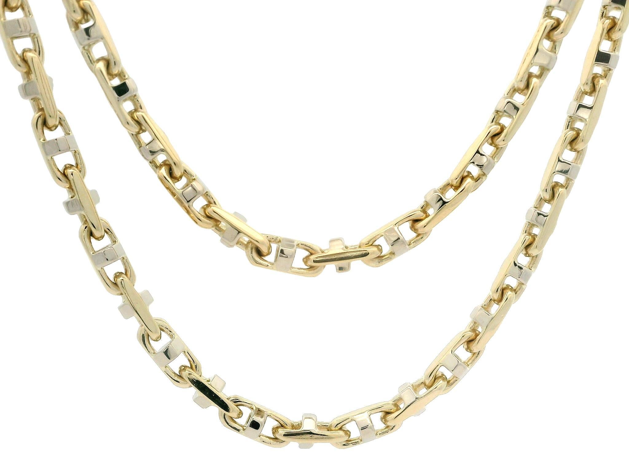 Italian Men's 14k Yellow & White Gold 22" Very Well Made Unique Chain Necklace