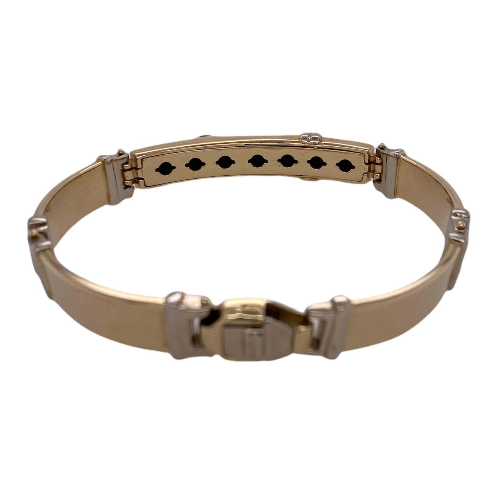 Modernes italienisches Herren-Gliederarmband aus 14 Karat Gelbgold mit Onyx 1