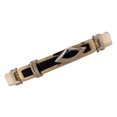Modernes italienisches Herren-Gliederarmband aus 14 Karat Gelbgold mit Onyx