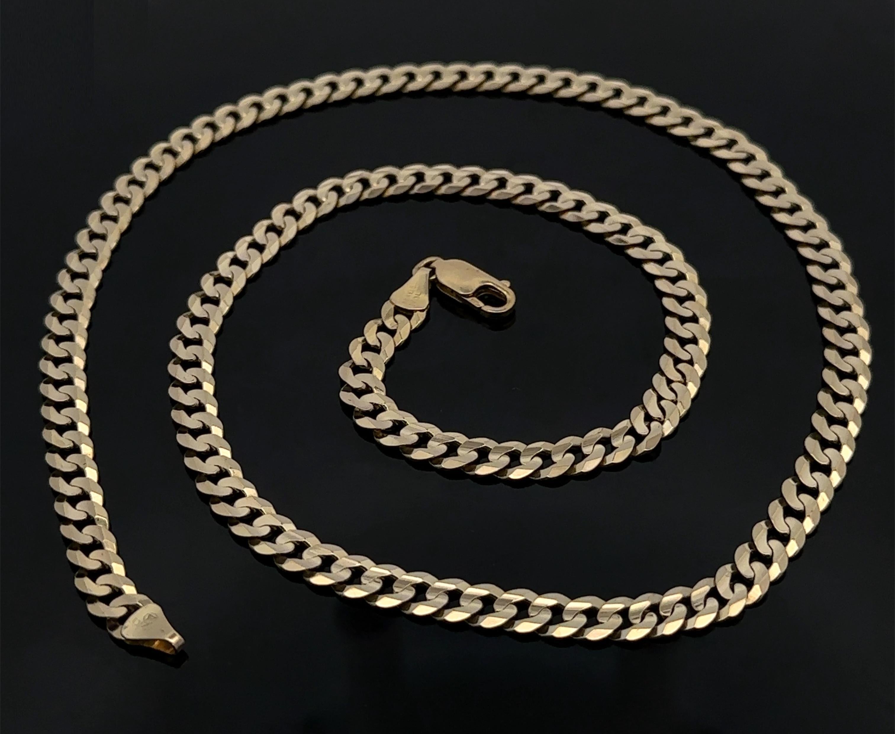 Material: Solid 14k Yellow Gold 
Weight: 26.08 Grams
Chain Type: 22