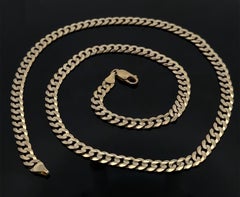 Italian Men's Solid 14k Yellow Gold 22" Curb Cuban Link Chain Necklace