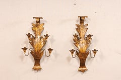 Italian Metal 4-Light Sconces in Leaf Motif (unwired)