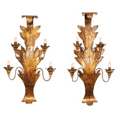 Applique a 4 luci in metallo italiano con motivo a foglie (non cablate)