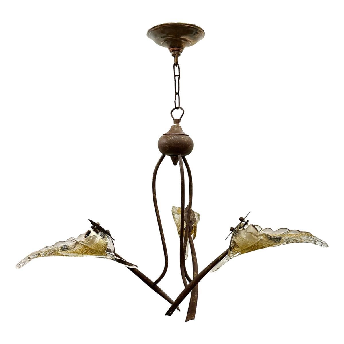 Italian Metal and Glass Fixture