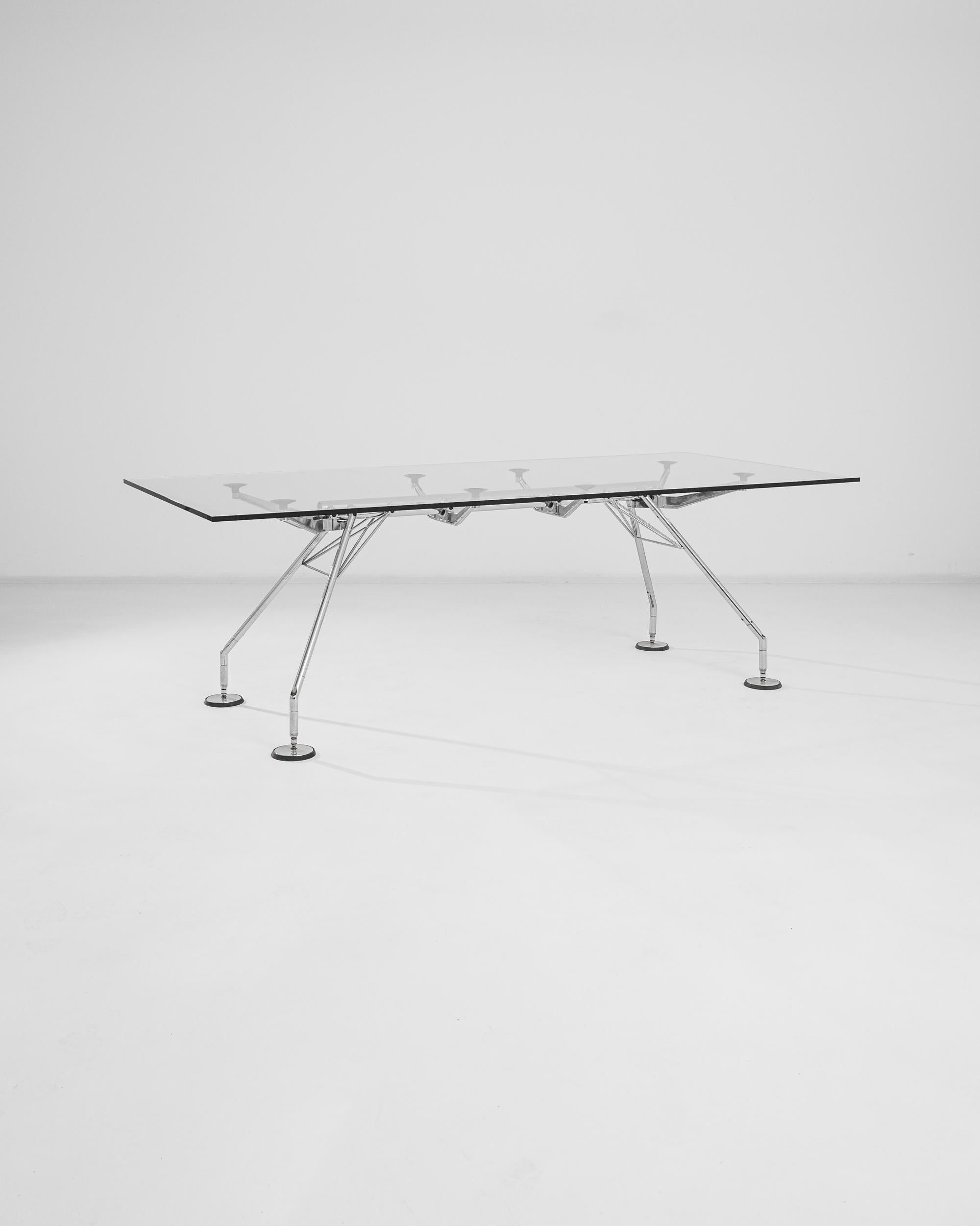 Minimalist Italian, Metal and Glass Table by Norman Foster For Sale