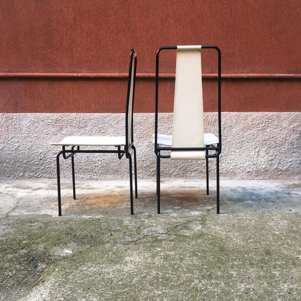 Italian Metal and Leather Chiars by Adalberto del Lago for Misura Emme, 1980s 2