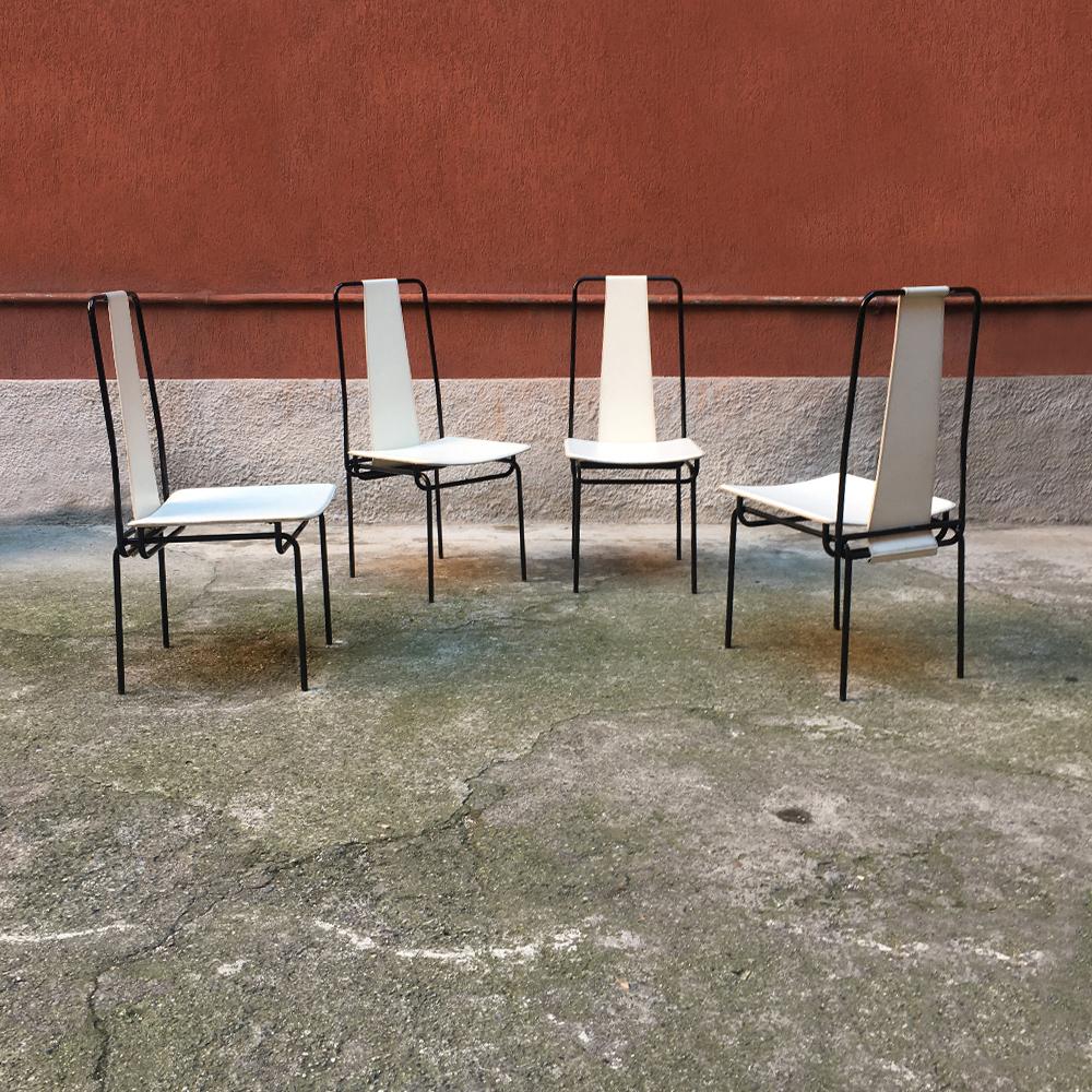 Italian metal and leather chairs by Adalberto del Lago for Misura Emme, 1980s
Chairs in enamelled metal rod, with high and elegant seat and back, seat and backs in white leather
Adalberto del Lago for Misura Emme, circa 1980.
Very good condition.
