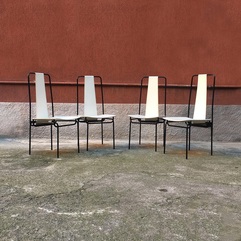 Post-Modern Italian Metal and Leather Chiars by Adalberto del Lago for Misura Emme, 1980s