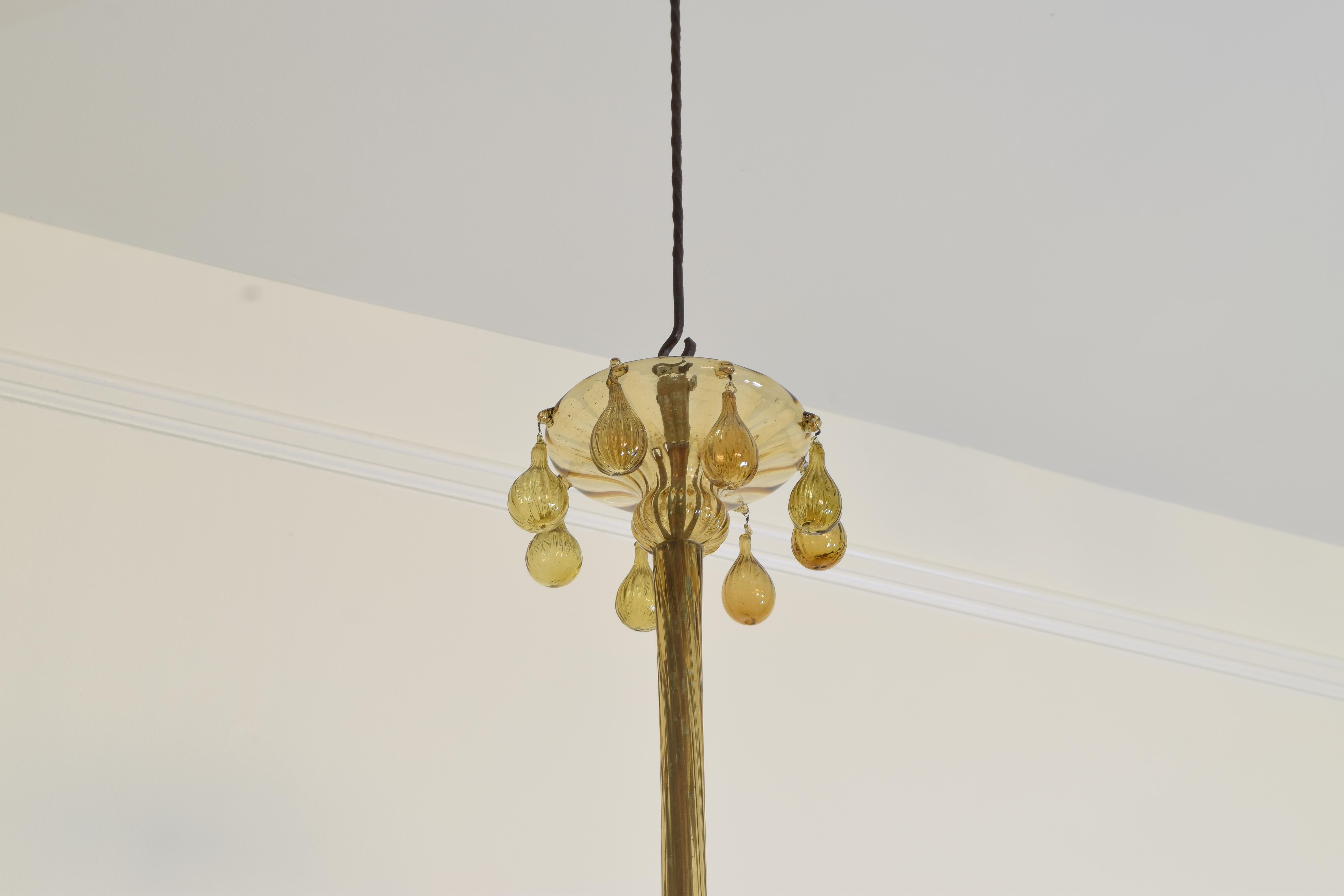 Italian Metal and Murano Glass 8-Light Chandelier, MVM Cappellin, circa 1920 2