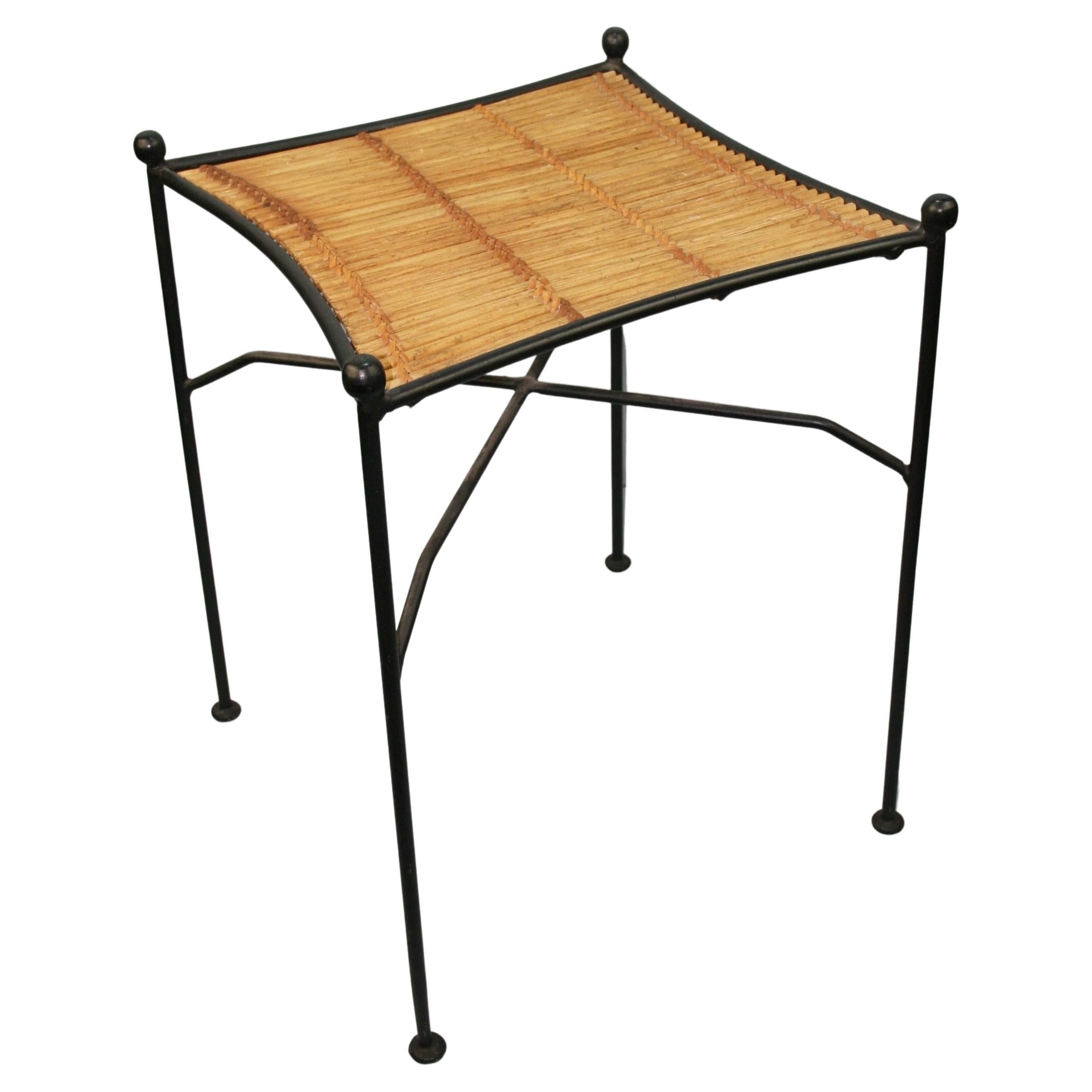 Austrian  Metal and Willow Side Table For Sale