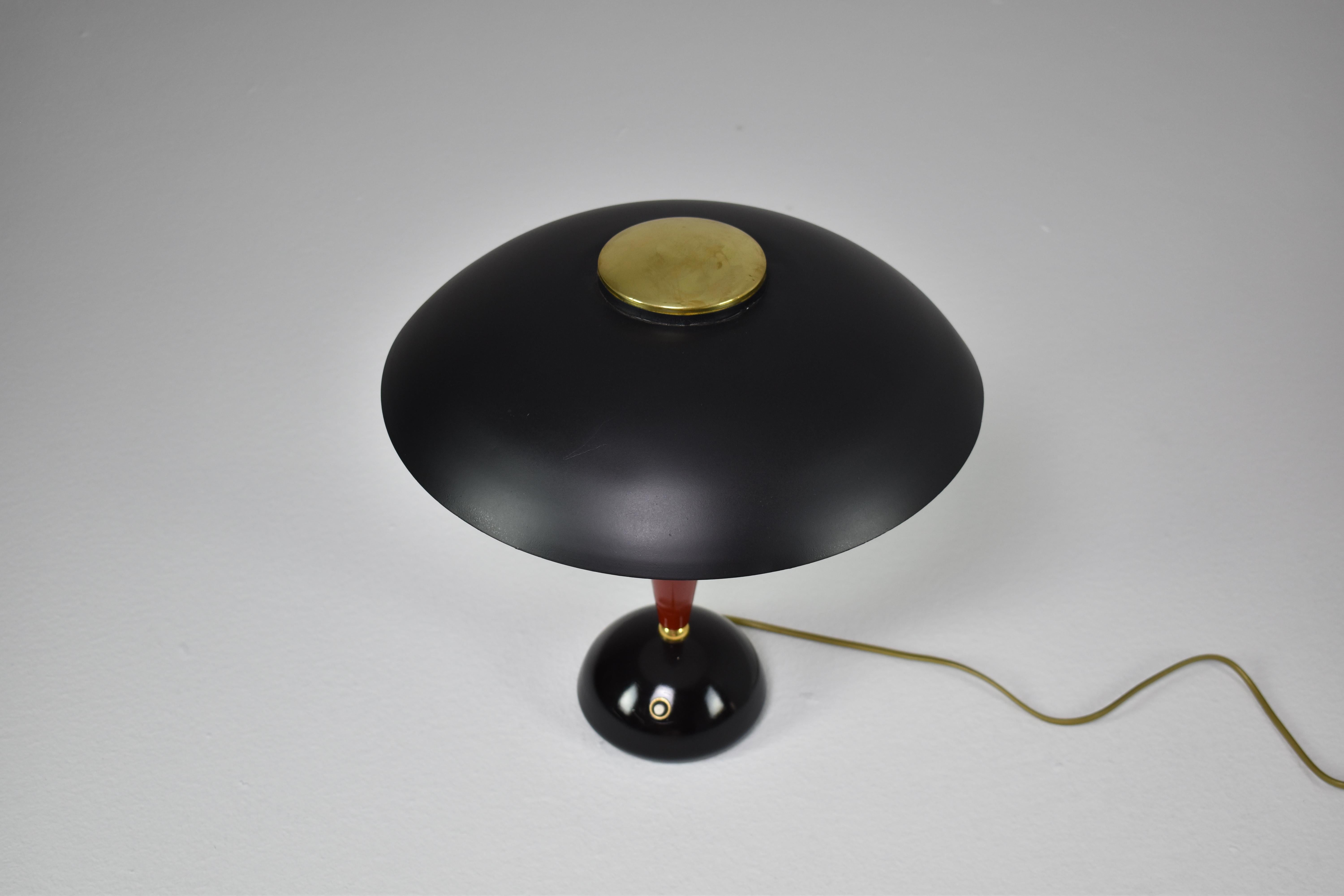 Italian Metal Art Deco Table Lamp, 1960s For Sale 2