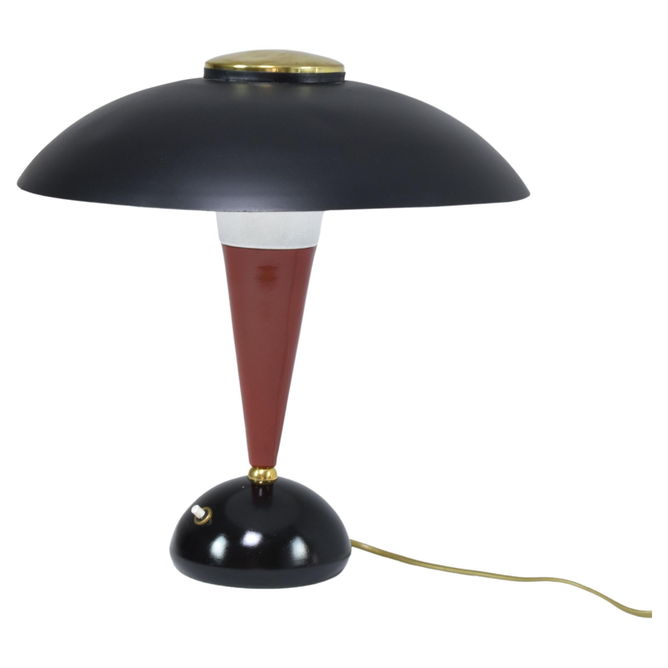 Italian Metal Art Deco Table Lamp, 1960s For Sale