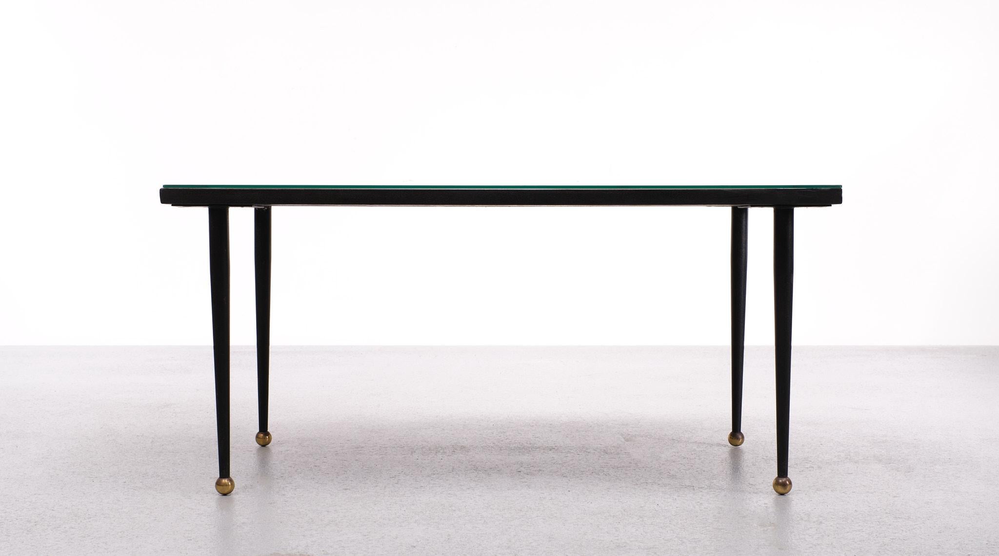 Mid-Century Modern   Italian Metal, Brass, and Print  Coffee Table, 1950s For Sale