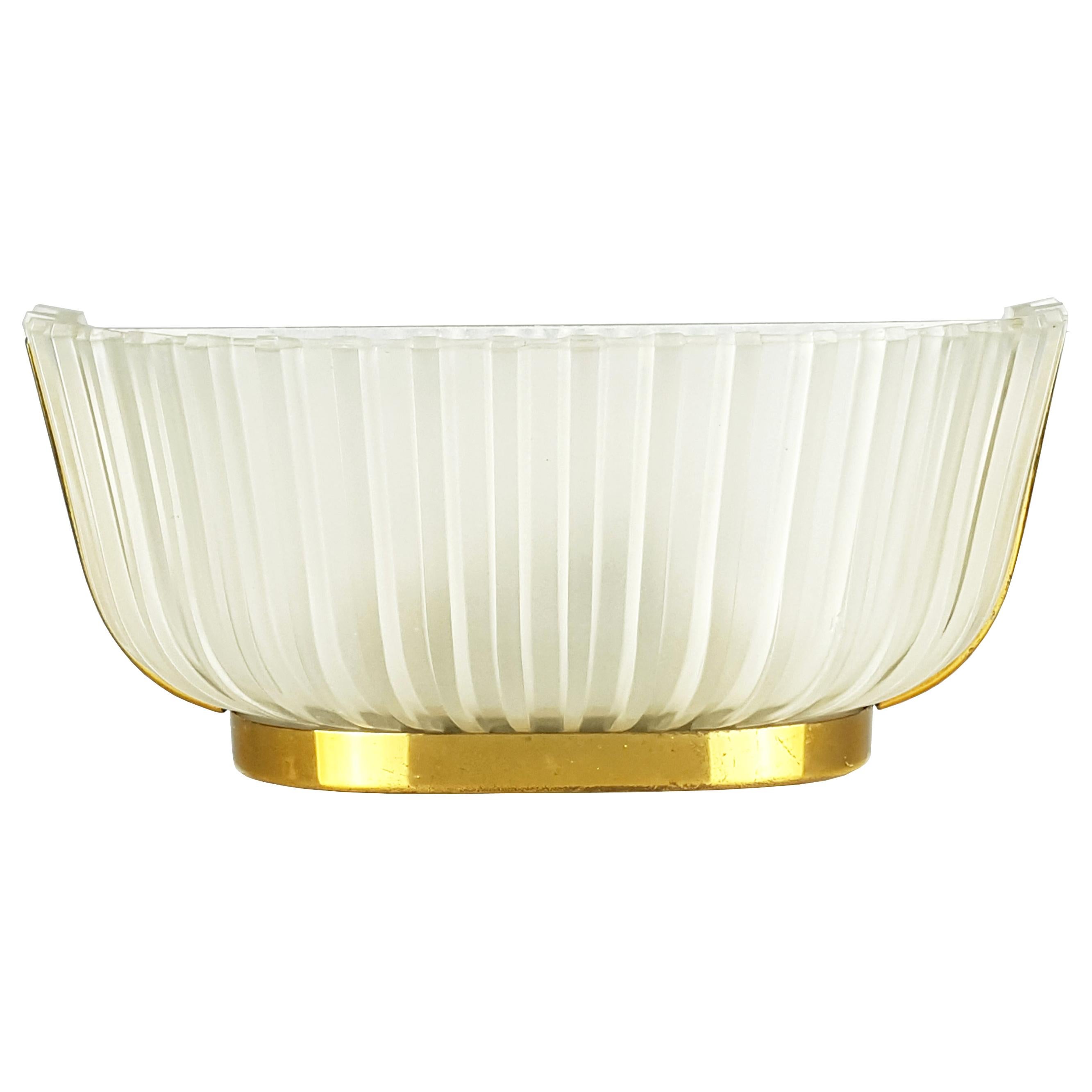 Italian Metal, Brass and Molded Glass 1950s Sconce