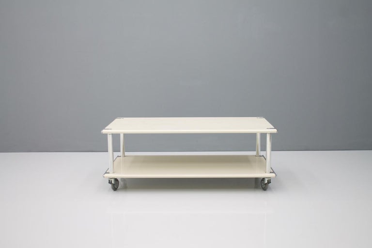 Italian Metal Coffee Table With Wheels 1970s For Sale At 1stdibs