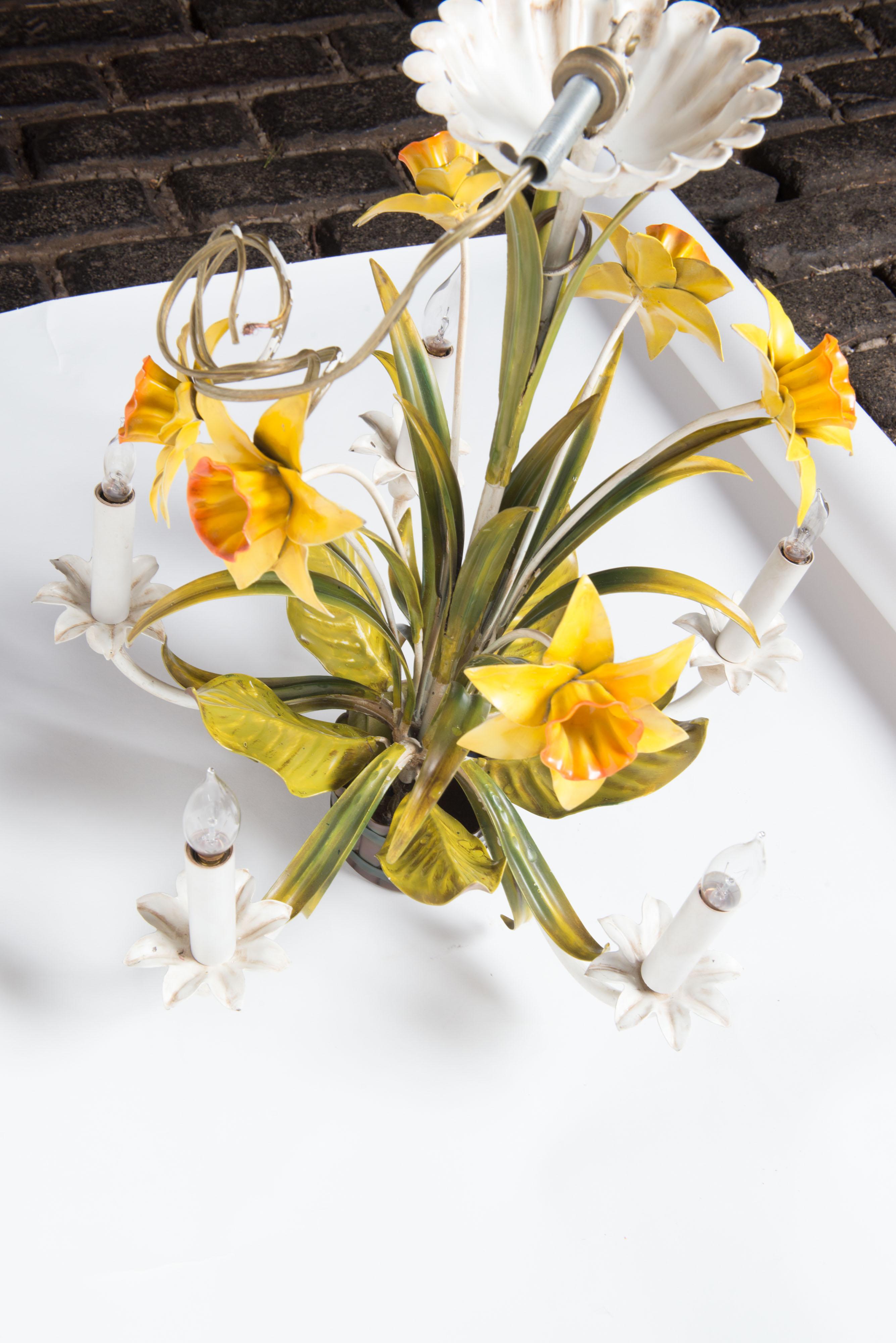 Italian Metal Daffodil Chandelier For Sale 4