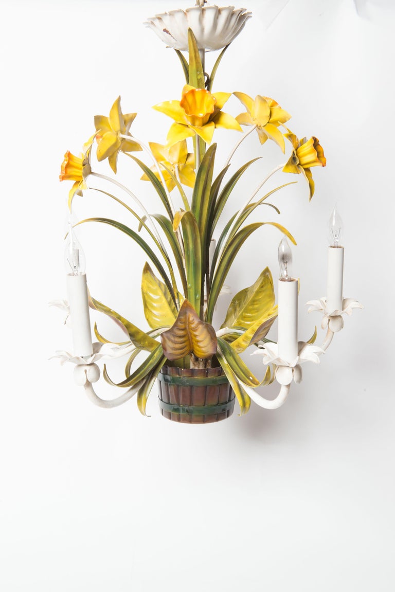 Italian Metal Daffodil Chandelier For Sale at 1stDibs